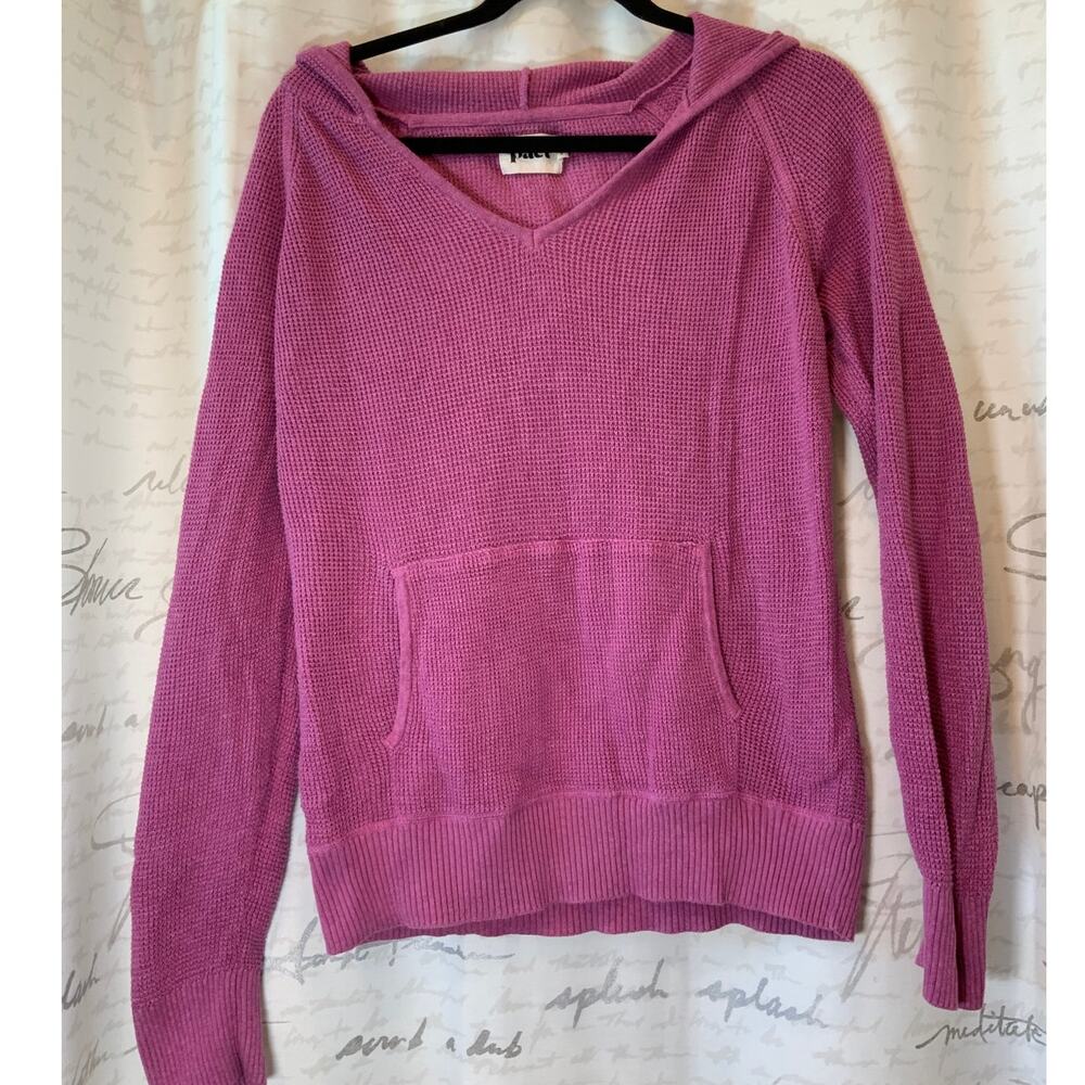 Pact Organic Cotton Pink Waffle Knit Hoodie Sweater Medium